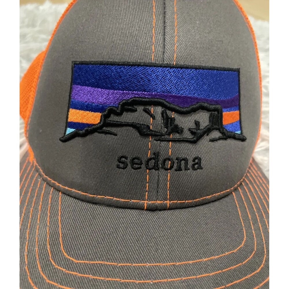 Sedona Mens Basebal Hat SnapBack Cap Adjustable‎ Embroidered Orange Green